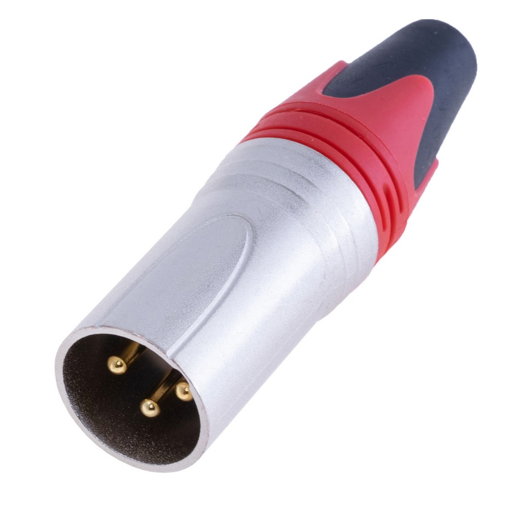 Гніздо "тато" XLR male-red, на провід, корпус металевий, червоне Гніздо "тато" XLR male-red, на провід, корпус металевий, червоне