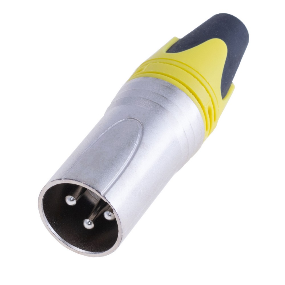 Гніздо "тато" XLR male-yellow, на провід, корпус металевий, жовтє Гніздо "тато" XLR male-yellow, на провід, корпус металевий, жовтє