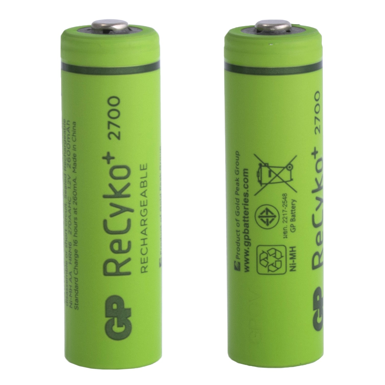 NiMH 2700mAh, 1,2V, AA GP Batteries, нікель-метал-гідридний акумулятор GP270AAHCE-2GBE4 ReCyko+