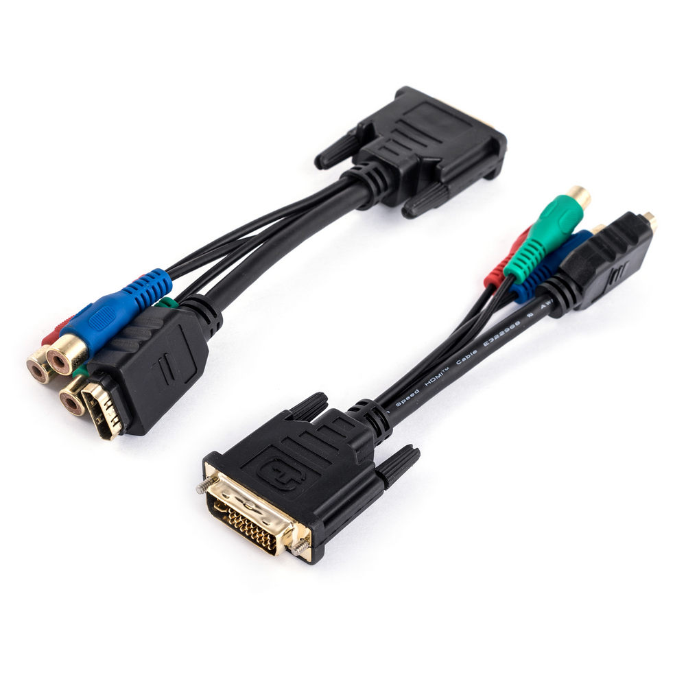 Перехідник DVI (24 + 5) male to HDMI a female + 3RCA female cable Gold (GT3-1254) Перехідник DVI (24 + 5) male to HDMI a female + 3RCA female cable Gold (GT3-1254)