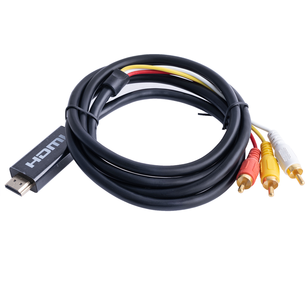 Кабель перехідник HDMI "тато" в 3 RCA "тато" з контролером 1,5M