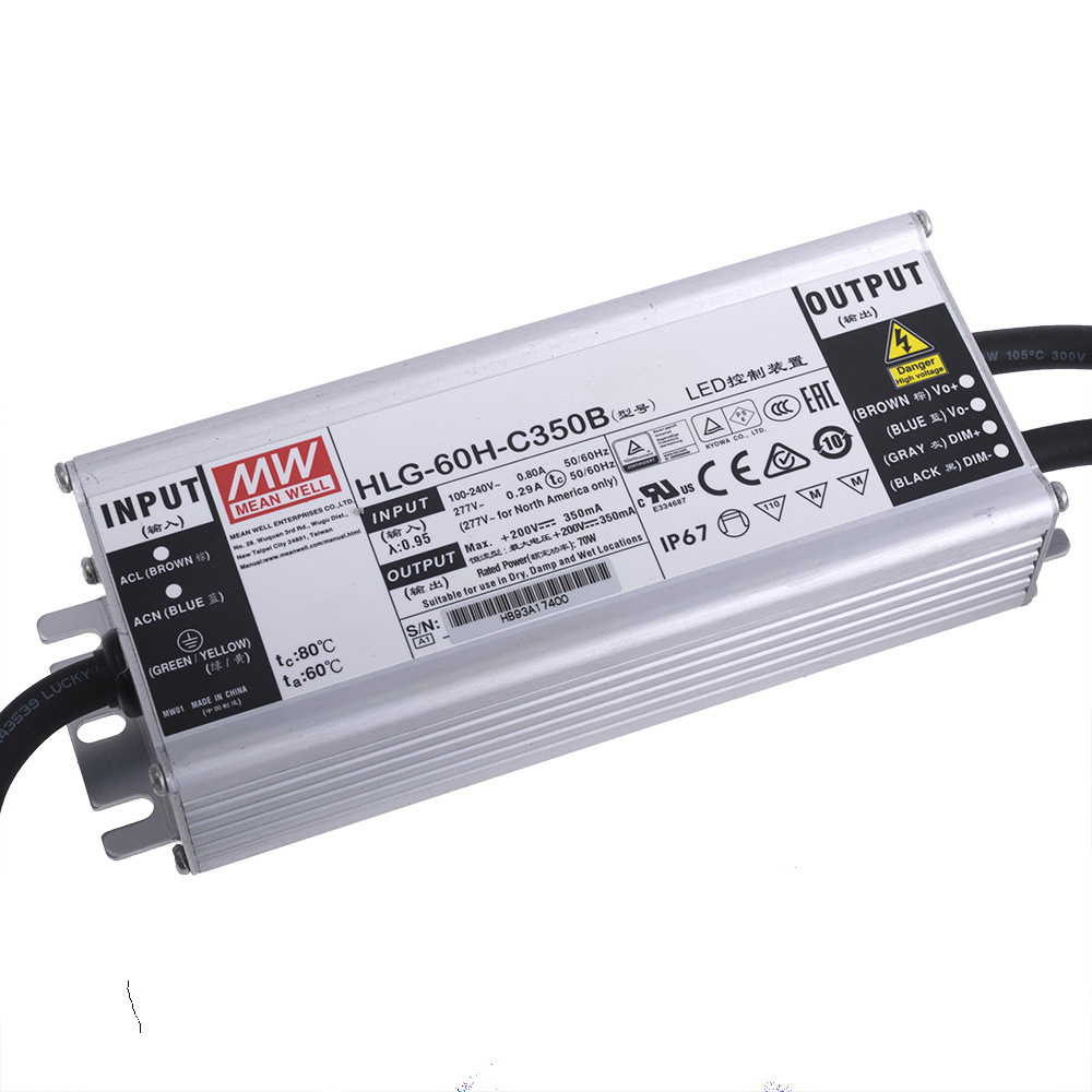 Блок живлення для світлодіодів 350mA, 100...200 VDC, HLG-60H-C350B Блок живлення для світлодіодів 350mA, 100...200 VDC, HLG-60H-C350B