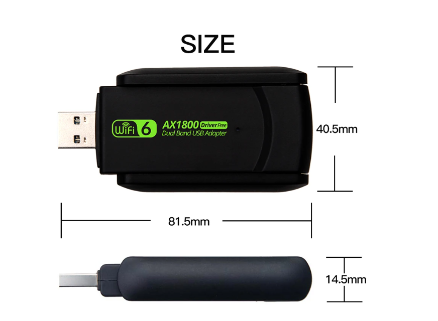 USB3.0 WiFi6 2.4/5GHz RTL8832AU 1800Mbps (802.11ax/ac/a/b/g/n) для Win10/Win11