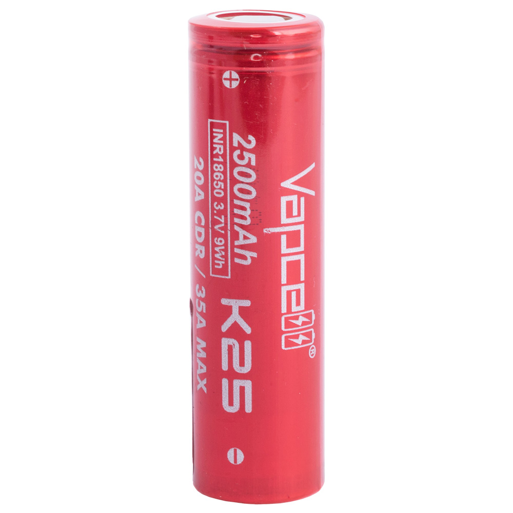 Li-Ion 2000mAh, 3,7V, 18650 Vapcell літій-іонний акумулятор INR18650 K25. Уцінка: ємність 2000mAh