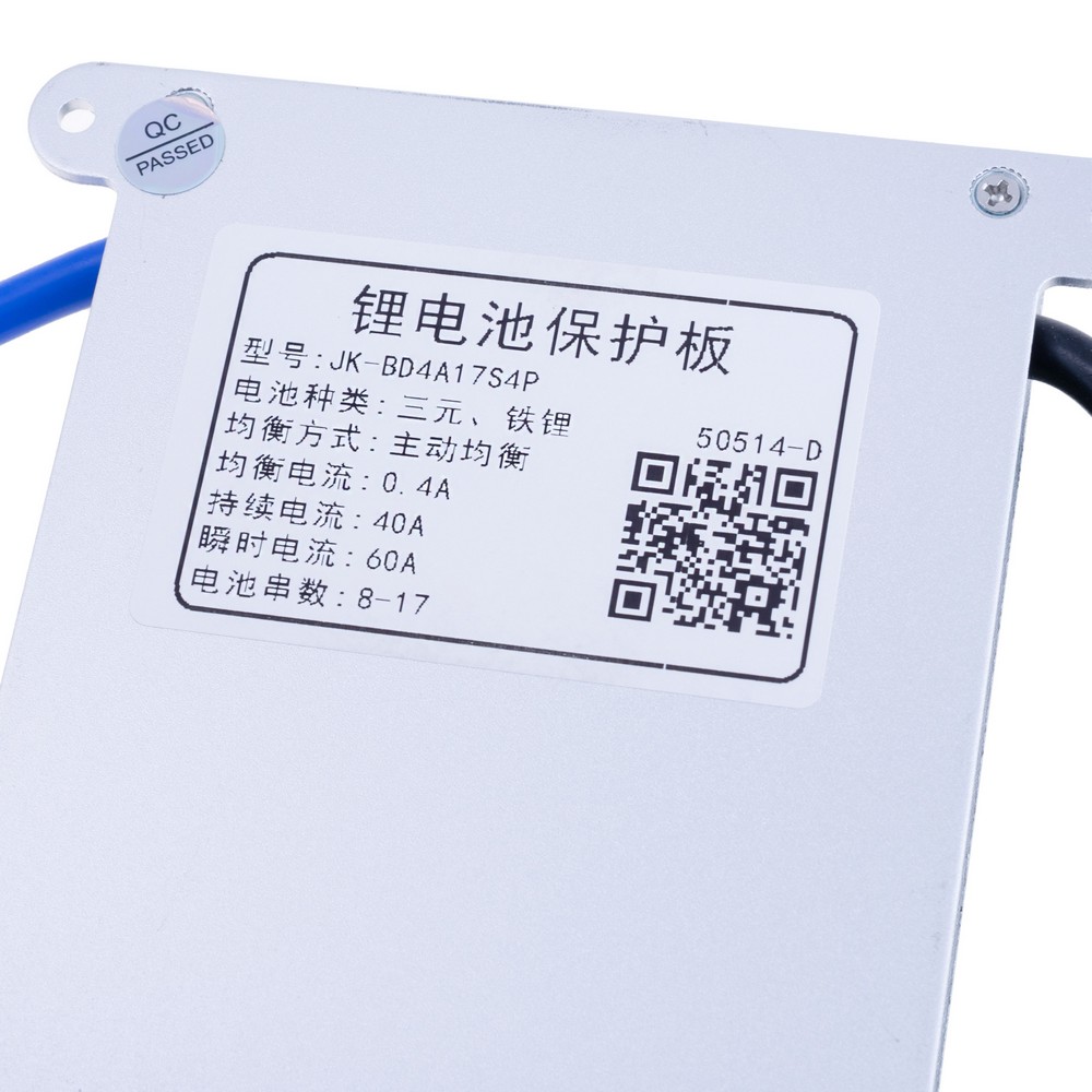 BMS JK-BD4A17S4P Li-Ion/LiFePo4/LTO 8S-17S; Balancer 0.4A; Charge/Discharge: 40A; BT BMS JK-BD4A17S4P Li-Ion/LiFePo4/LTO 8S-17S; Balancer 0.4A; Charge/Discharge: 40A; BT