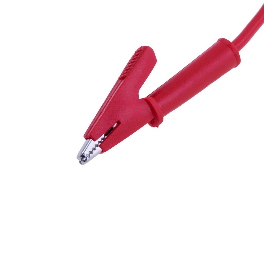 Крокодил мініатюрний + "банан" на проводі червоний 10A, WD1096+CX-3044 Red Крокодил мініатюрний + "банан" на проводі червоний 10A, WD1096+CX-3044 Red