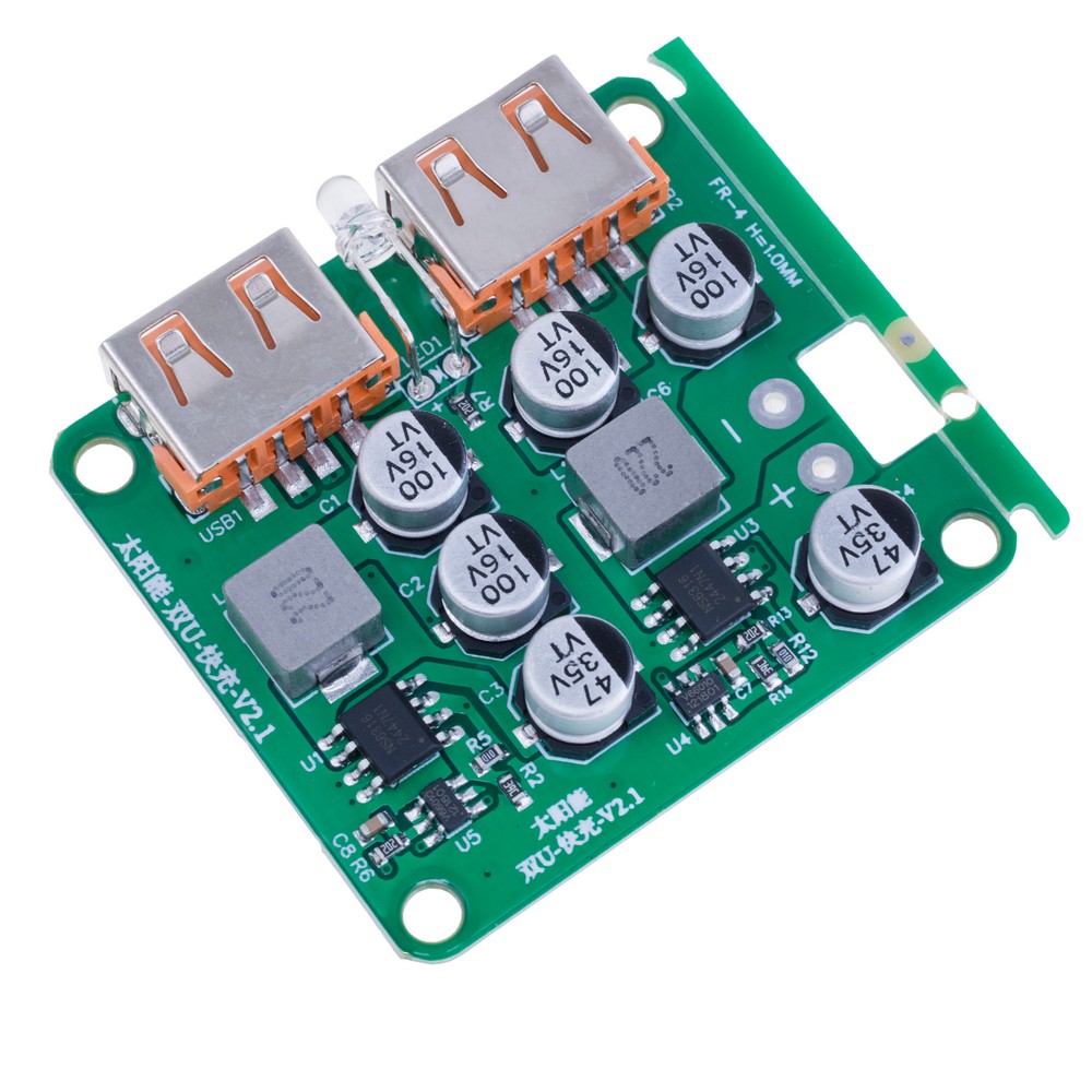 Контролер заряду сонячної батареї 2xUSB, DC/DC, 5V 2.4A(Max.) + QC 3.0 v2.1