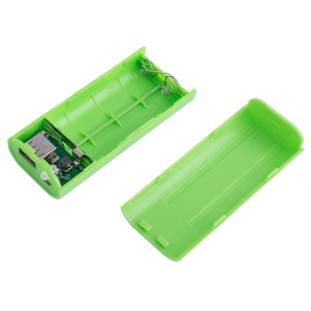 Корпус 2x18650 з USB зелений, закруглені кути