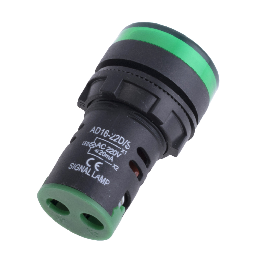 Індикаторна LED лампа AC 220V зелена (AD16-22D / S, Hord)
