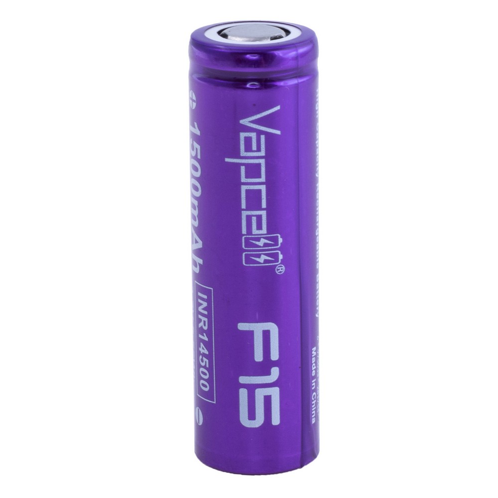 Li-Ion 1500mAh, 3,7V, 14500 Vapcell літій-іонний аккумулятор, INR14500 1500mah F15 3A