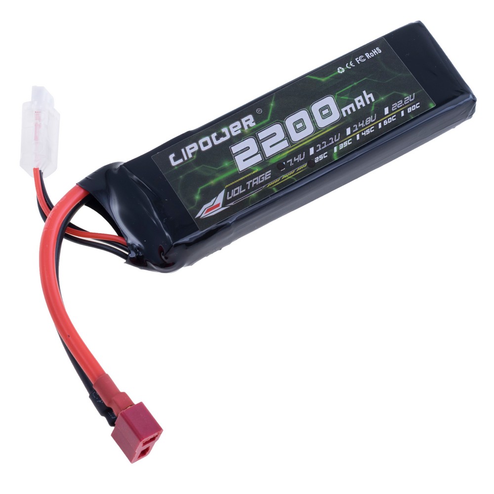 Li-Ion 2200mAh, 7,4V, 106x35x15mm LiPower літій-іонний акумулятор збірка LP1335108 25C, 2S1P-(Airplane battery)