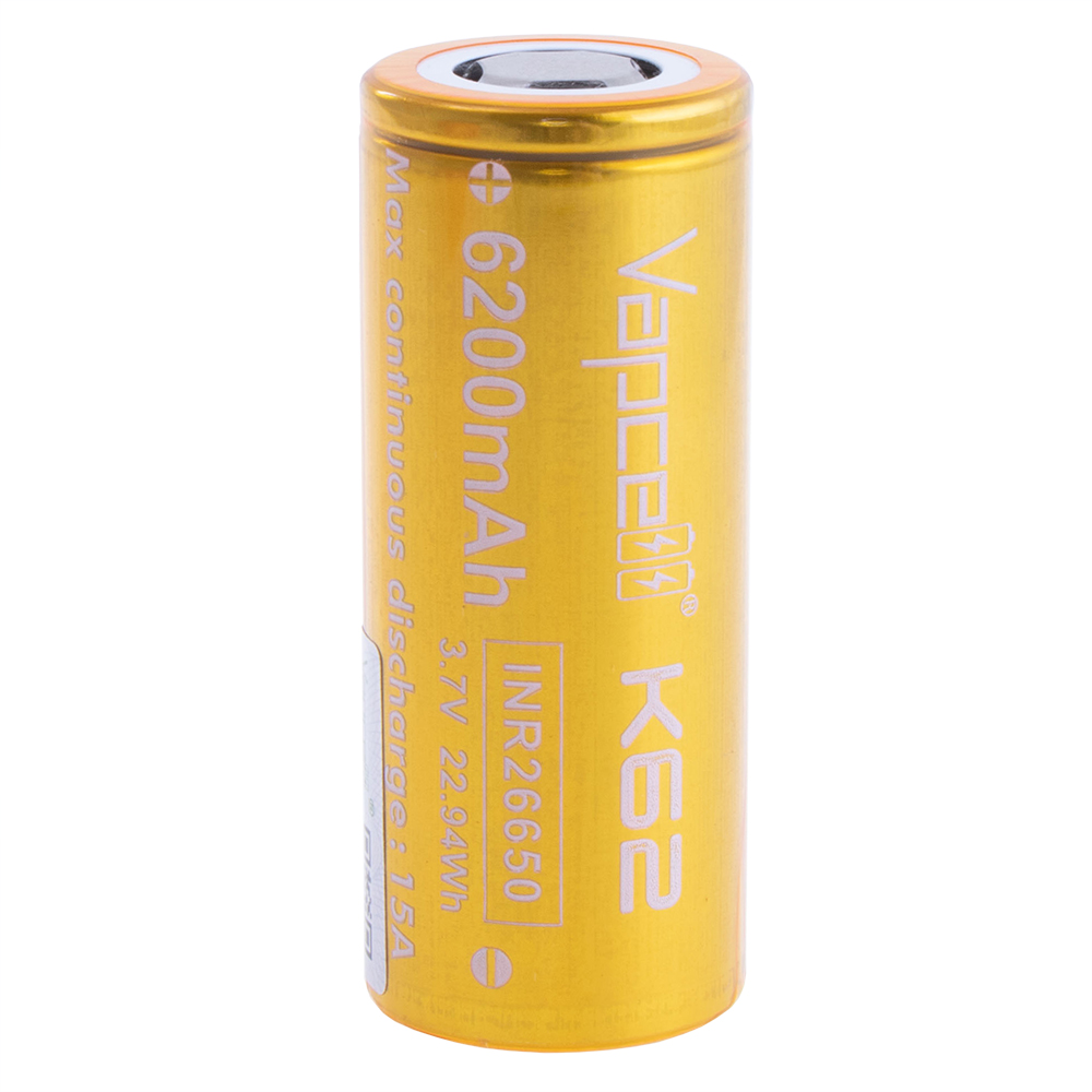 Li-Ion 6200mAh, 3,7V, 26650 Vapcell літій-іонний акумулятор INR26650 K62 15A