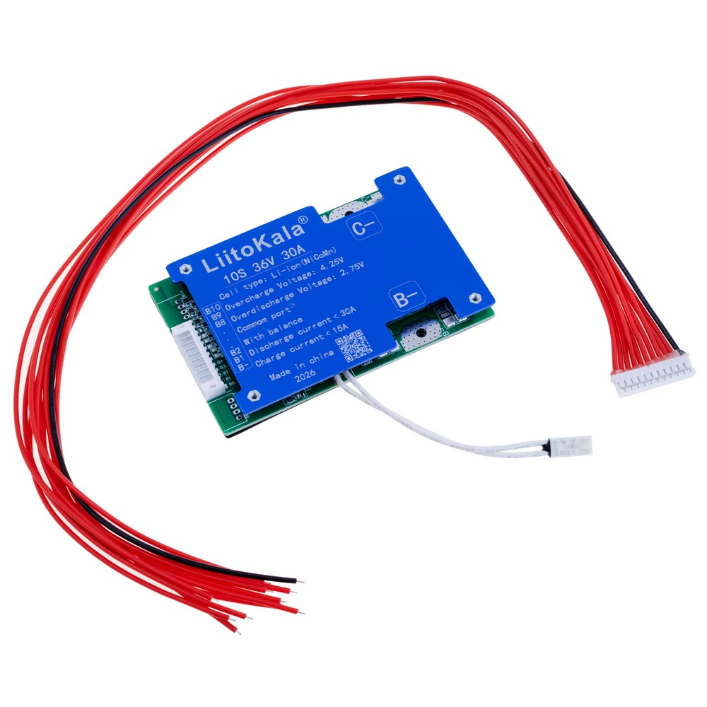 Плата захисту Li-Ion BMS для 10-ти акумуляторів LI-ION, 36V 30А LiitoKala