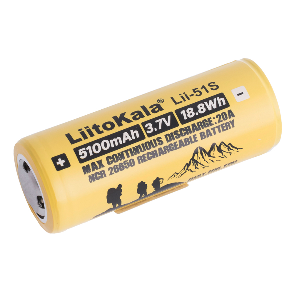 Li-Ion 5100mAh, 3,7V, 26650 LiitoKala літій-іонний акумулятор Lii-51S 26650 with protection