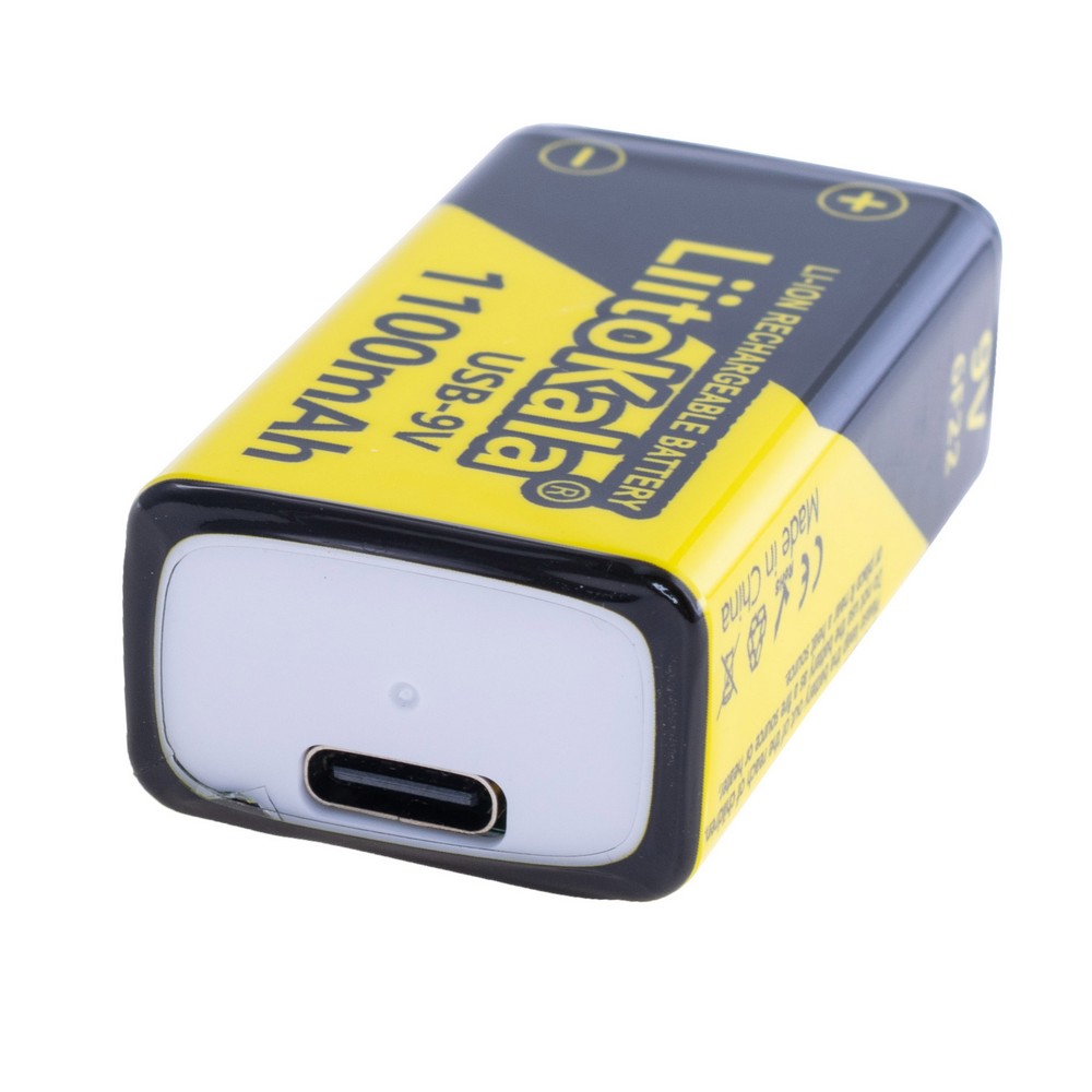 Li-Ion 1100mAh, 9V, "Крона" LiitoKala літій-іонний акумулятор USB-9V