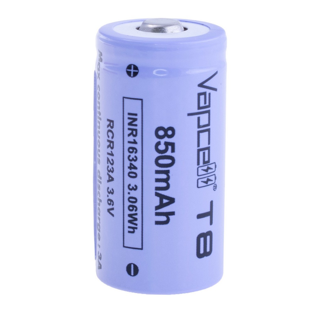 Li-Ion 850mAh, 3,6V, CR123 Vapcell літій-іонний акумулятор INR16340 T8