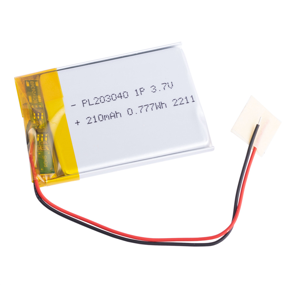 LiPo 210 mAh, 3,7V, 2,5x36x40,5мм LiPower акумулятор літій-полімерний PL203040