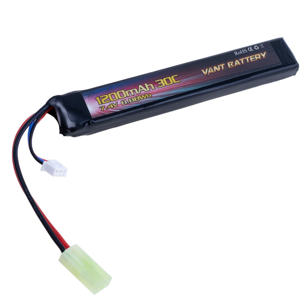 LiPo 1200 mAh, 7,4V, 126x21x13мм VANT Battery акумулятор літій-полімерний  2S1P LI-PO 30C TAMIYA