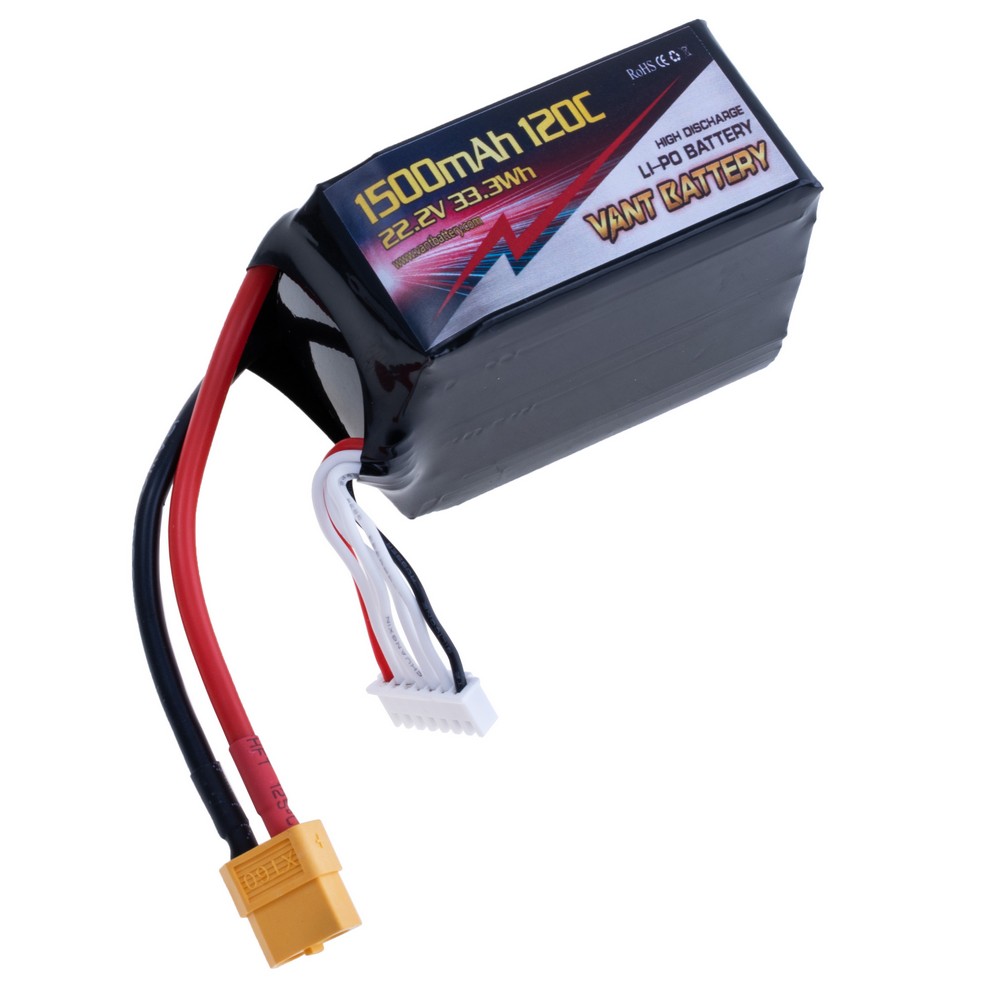 LiPo 1500 mAh, 22,2V, 68x35x55мм VANT Battery акумулятор літій-полімерний  6S1P LI-PO 120C XT60