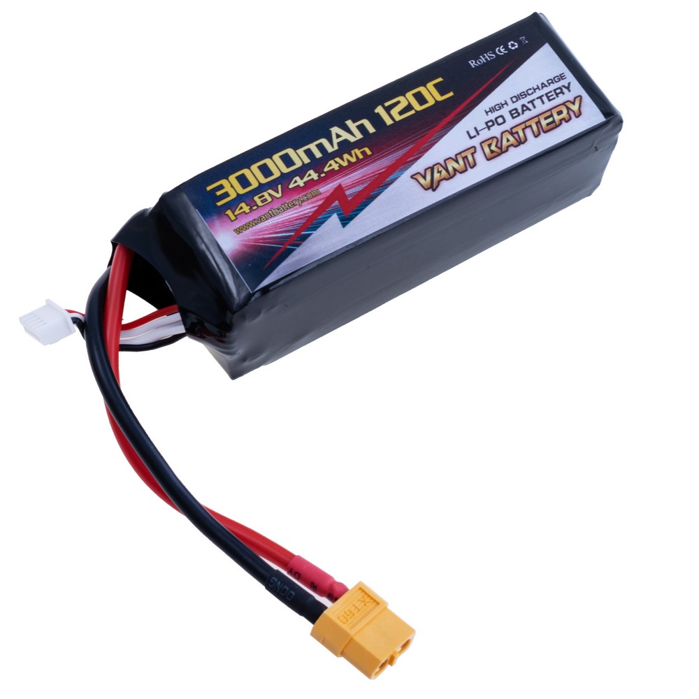 LiPo 3000 mAh, 14,8V, 102x35x35мм VANT Battery акумулятор літій-полімерний  4S1P LI-PO 120C XT60