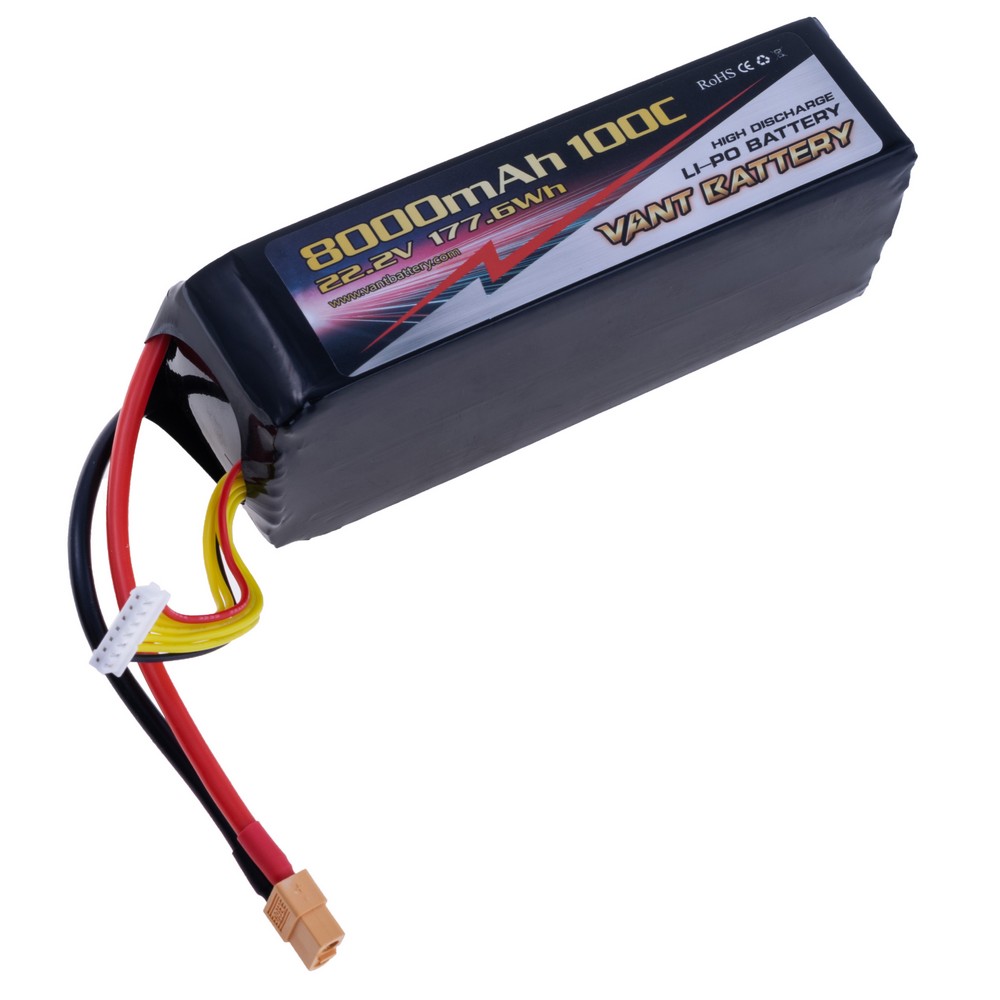 LiPo 8000 mAh, 22,2V, 60x44x162мм VANT Battery акумулятор літій-полімерний 6S1P LI-PO 100C XT60