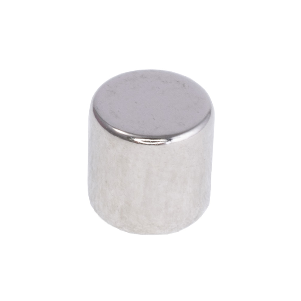 Магніт NdFeB, диск/циліндр D6 x 6 mm (N38), Ni + Cu + Ni (нікель)