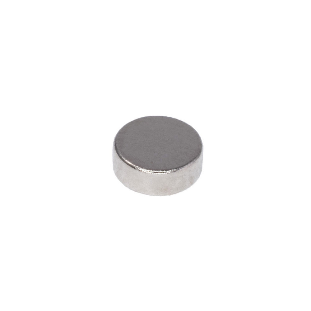 Магніт NdFeB, диск/циліндр D4 x 1,5 mm (N38), Ni + Cu + Ni (нікель)