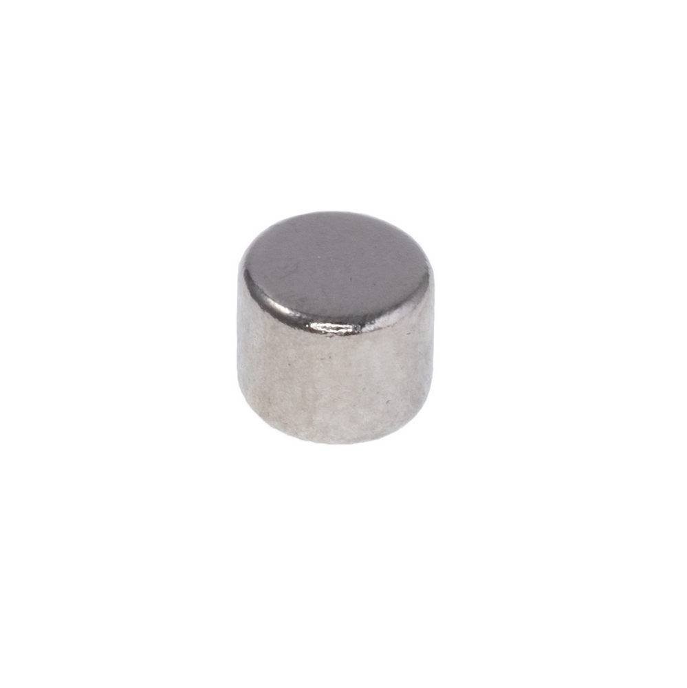 Магніт NdFeB, диск/циліндр D6 x 5 mm (N38), Ni + Cu + Ni (нікель)