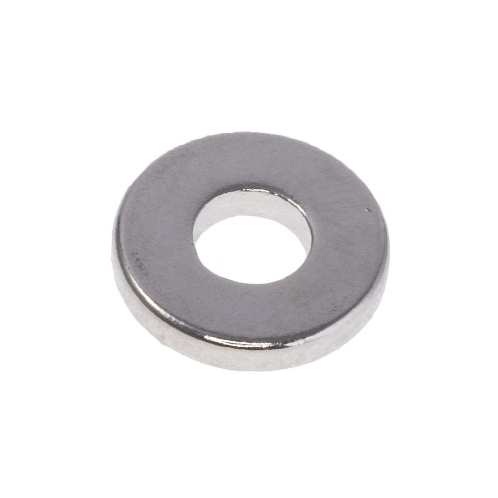 Магніт NdFeB, Диск (шайба) D12 x d5 x 2 mm (N38), Ni + Cu + Ni (нікель)