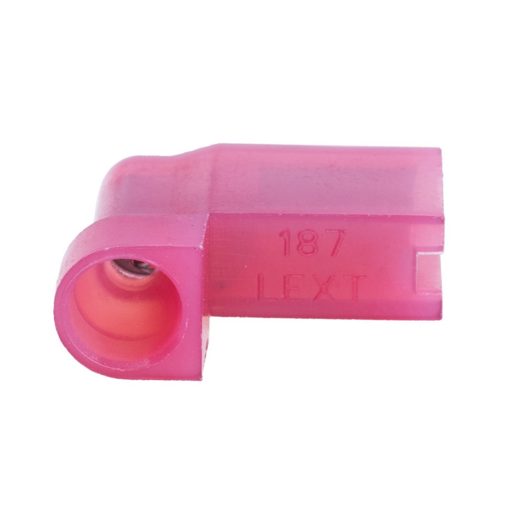 Наконечник кутовий, червоний, плоский  латунь"мама" 4,8мм на провід 1,5 mm², FLDNY1.25- 187(8)A red