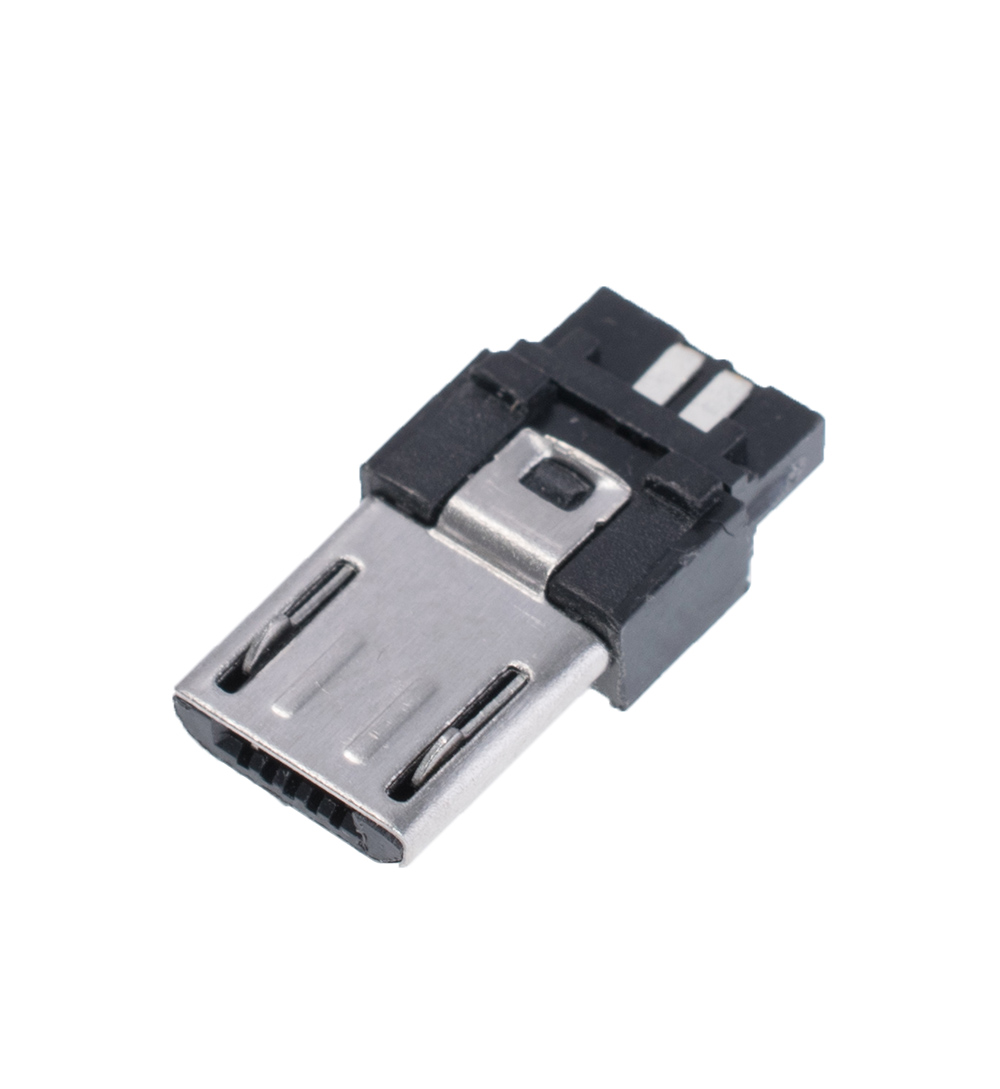 Вилка micro USB тип B 8мм, apple style, чорна 5 pin