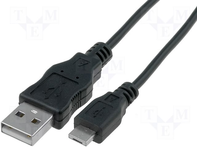Кабель USBA-plug - USBmicro - plug длина 1м, черный (KPO3874-1)