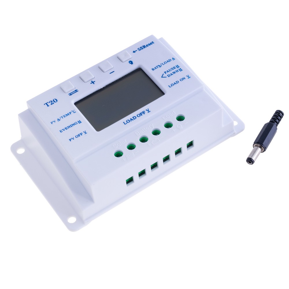 Контролер заряду сонячних панелей MPPT+PWM 20А 12/24V (T20) Контролер заряду сонячних панелей MPPT+PWM 20А 12/24V (T20)