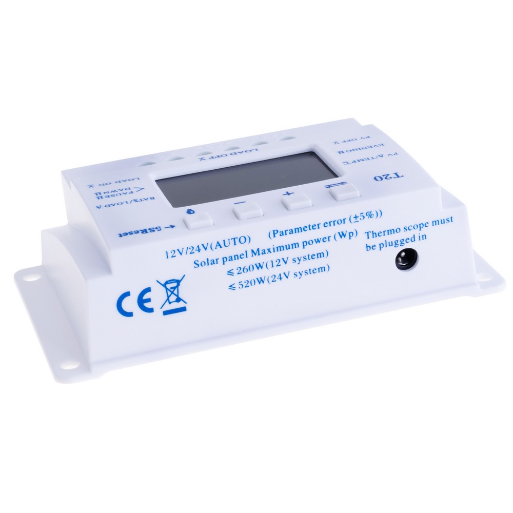 Контролер заряду сонячних панелей MPPT+PWM 20А 12/24V (T20)