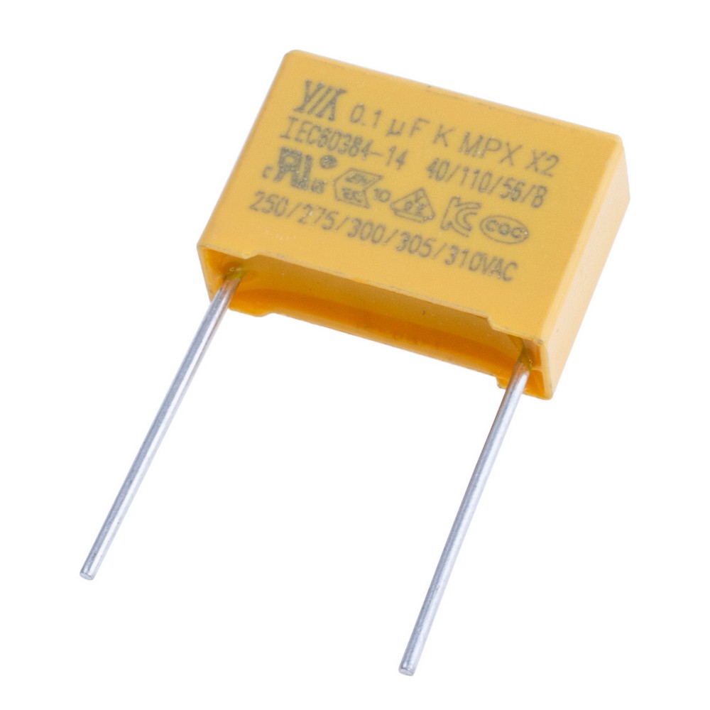 MPX 100nF 310VAC K(±10%), P=15mm, 18x12x6mm YY-конденсатор плівковий X2-104K310VACD2 MPX 100nF 310VAC K(±10%), P=15mm, 18x12x6mm YY-конденсатор плівковий X2-104K310VACD2
