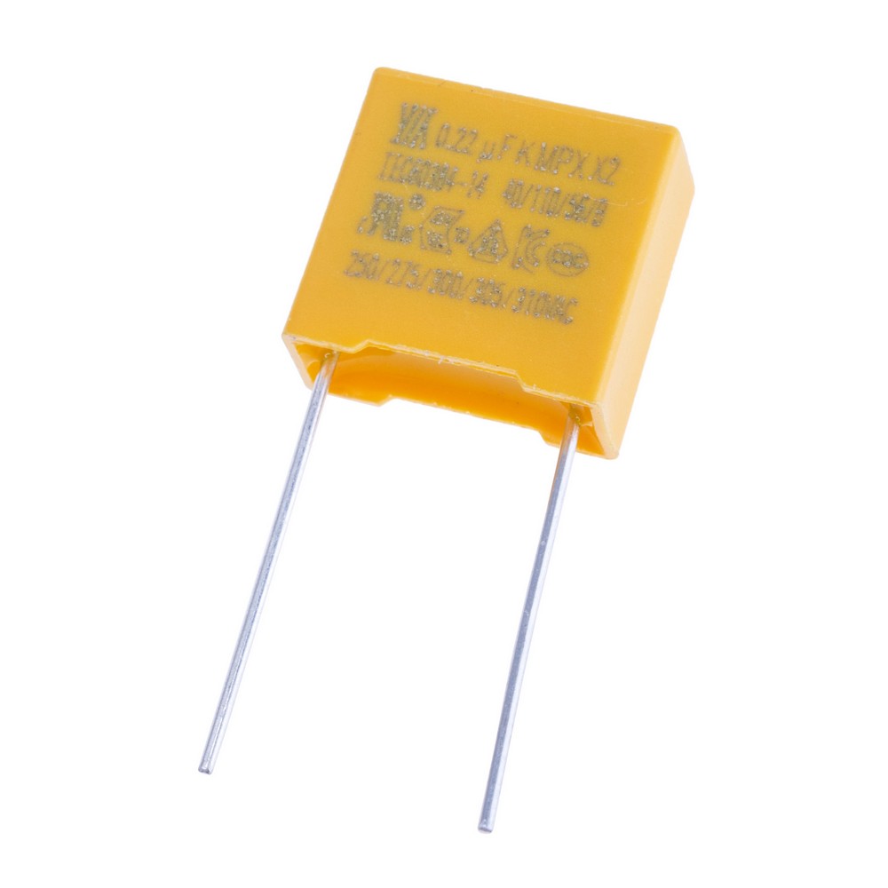 MPX 220nF 275VAC K(±10%), P=10mm, 6x12x13mm X2-224K275VACC3 YY-конденсатор плівковий