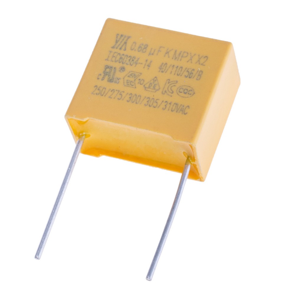 MPX 680nF 275VAC K(±10%), P=15mm, 18x16x10mm X2-684K275VACD5 YY-конденсатор плівковий