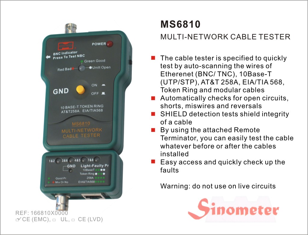Тестер кабелю MS6810 Тестер кабелю MS6810