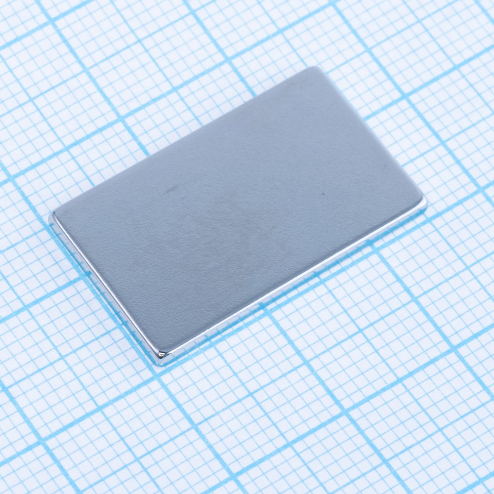 Магніт N38, NdFeB, Ni + Cu + Ni,  Block, 25x15x2mm