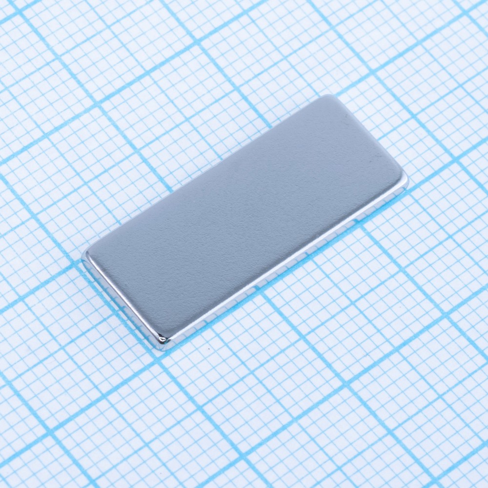 Магніт N38, NdFeB, Ni + Cu + Ni,  Block, 25x10x2mm