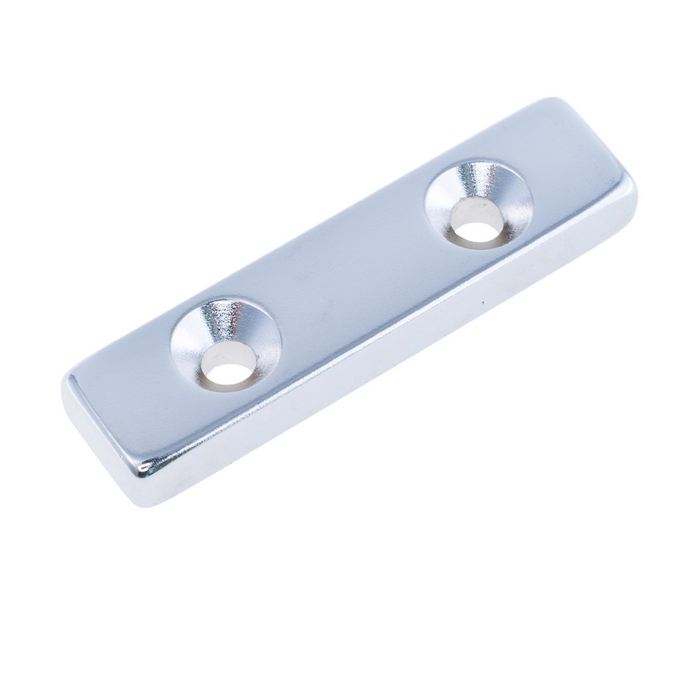 Магніт N38, NdFeB, Ni + Cu + Ni Block NdFeB Magnet with Countersunk, 40x10x5mm х d7/3,5X2