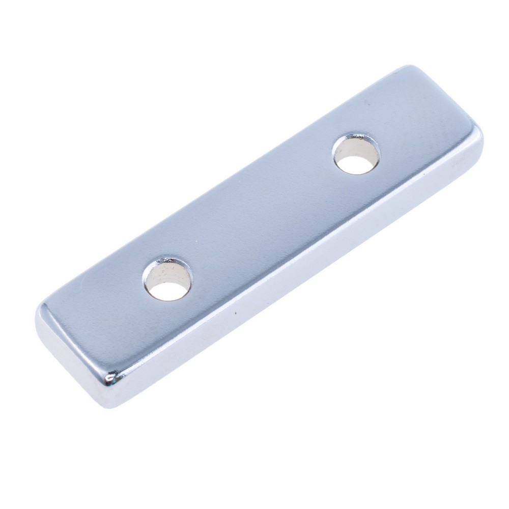 Магніт N38, NdFeB, Ni + Cu + Ni Block NdFeB Magnet with Countersunk, 40x10x5mm х d7/3,5X2