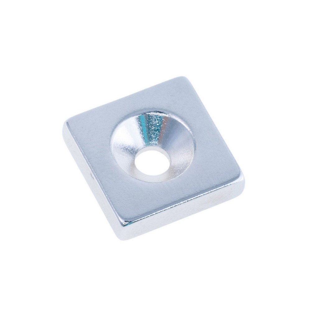 Магніт N38, NdFeB, Ni + Cu + Ni Block NdFeB Magnet with Countersunk, 12x12x3mm х d7/3