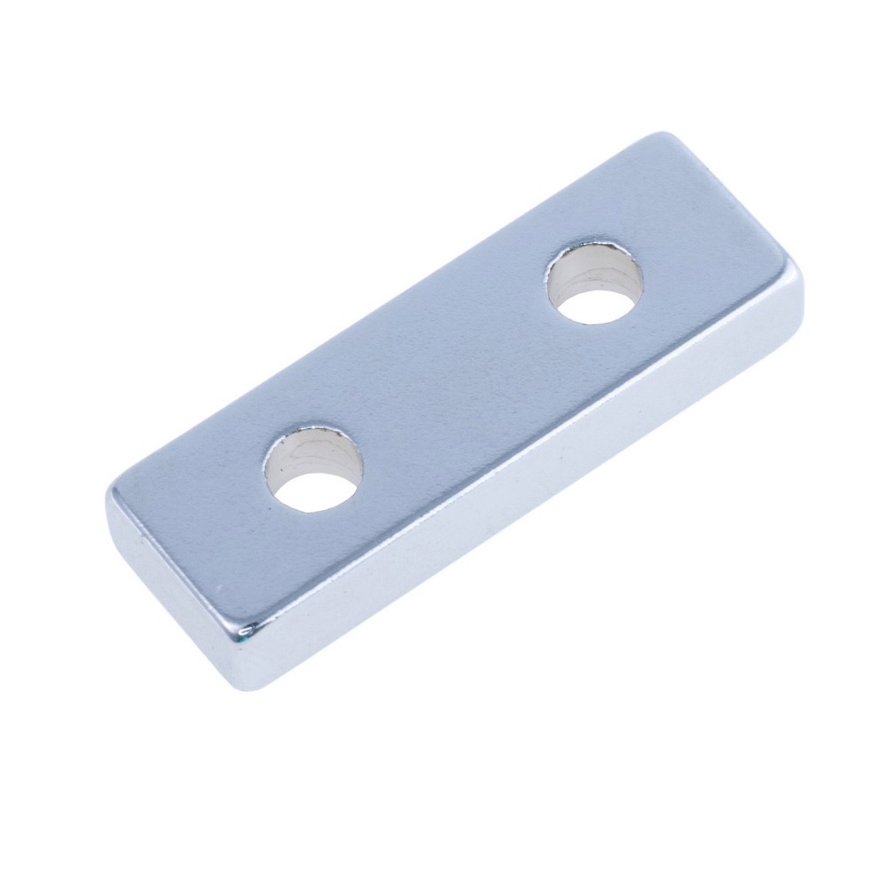 Магніт N38, NdFeB, Ni + Cu + Ni Block NdFeB Magnet with Countersunk, 30x10x5mm х d6,5/4 X2