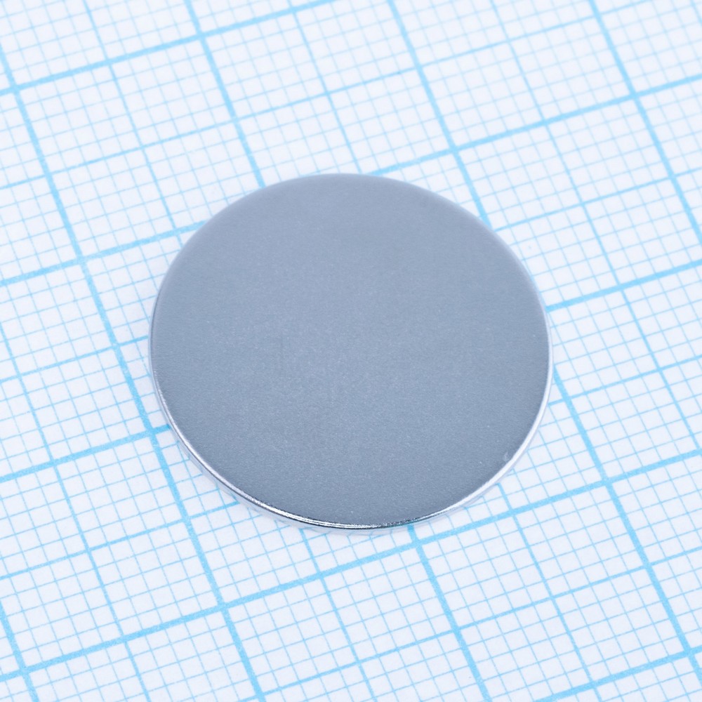 Магніт N38, NdFeB, Ni + Cu + Ni,  Cyl, D20 x 1mm