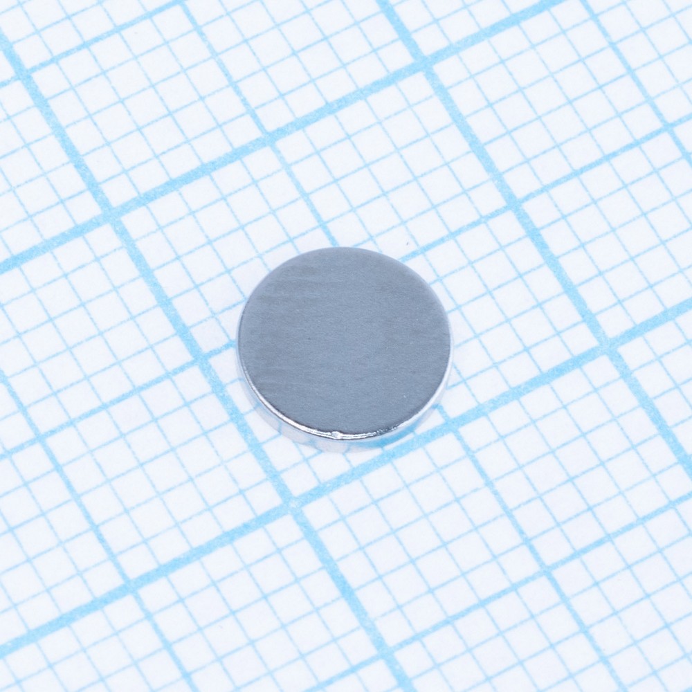 Магніт N38, NdFeB, Ni + Cu + Ni,  Cyl,  D6 x 1mm