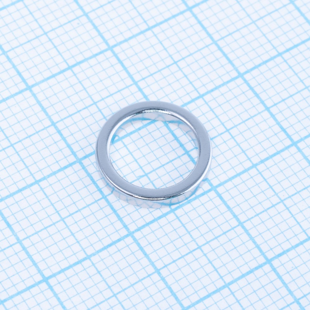 Магніт N38, NdFeB, Ni + Cu + Ni,  Ring, D12 x d9 x 2mm