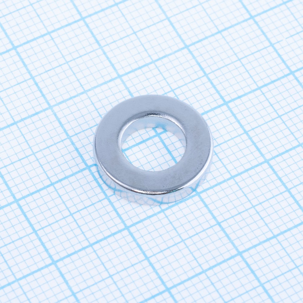 Магніт N38, NdFeB, Ni + Cu + Ni,  Ring, D15 x d8 x 3mm