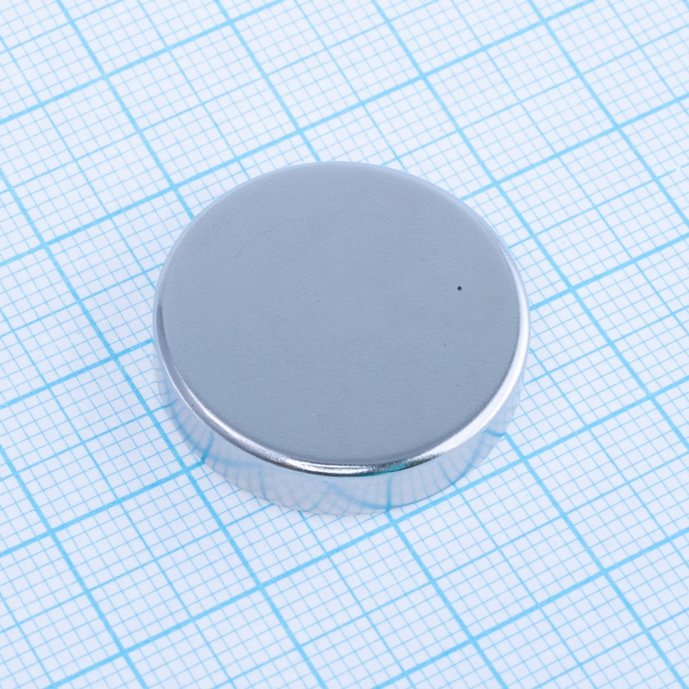 Магніт N50, NdFeB, Ni + Cu + Ni,  Cyl, D25 x 6mm