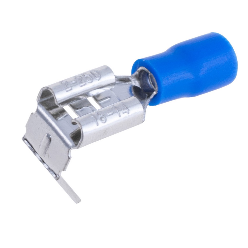 Наконечник синій, плоский  латунь"мама" 6,3мм на провід 2,5 mm², HPBDD2-250 Blue